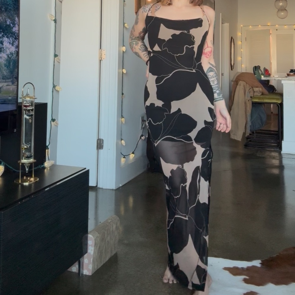 Windsor Black and Cream Maxi Dress